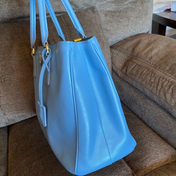 Authentic Prada double Lux tote purse blue with card - Picture 9 of 12